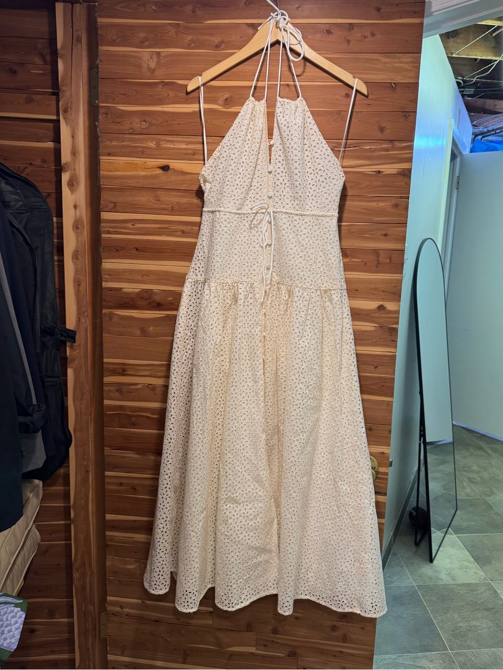 J. Crew Ivory Eyelet Halter Midi Dress- size 4